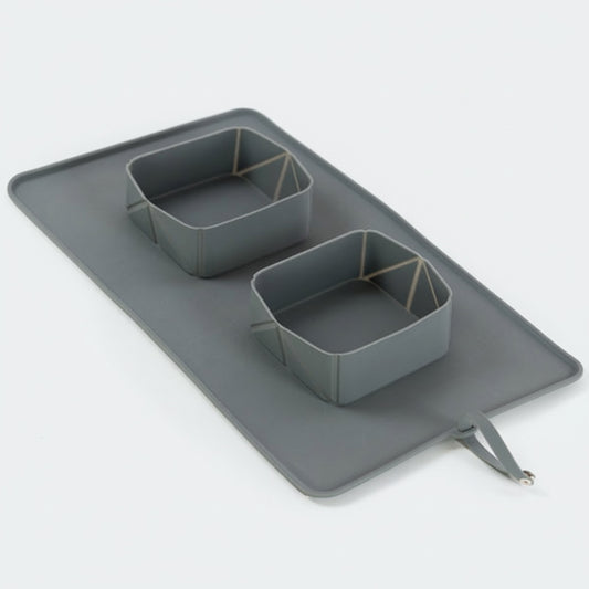 Reise-Doppelnapf aus Silikon – Grau